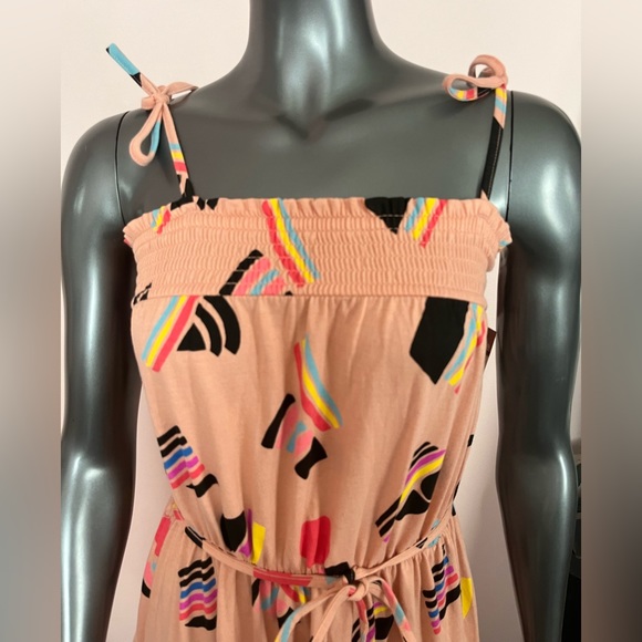 NWT Peachy Pink Geometric Pride Abstract Flags Print Flowy Maxi Dress - Picture 6 of 10